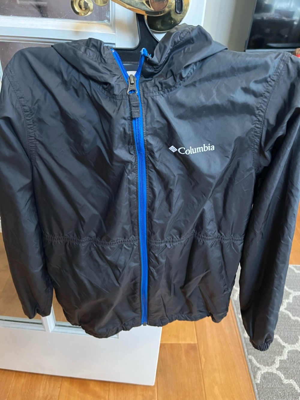 Columbia Kids Black Rain Jacket with Blue Zip